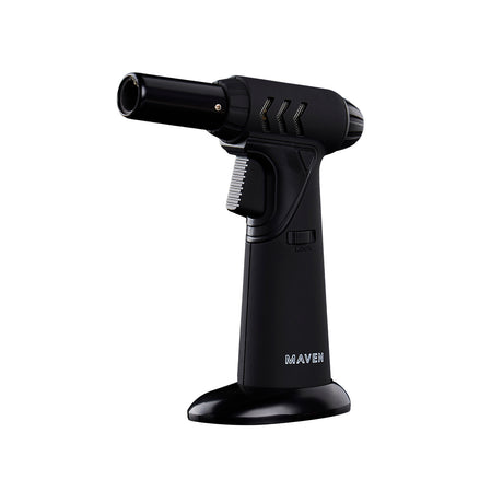 Maven Torch Tornado in Black - Windproof Jet Flame with Safety Lock & Adjustable Flame, Side View