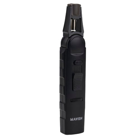 Maven Torch Model 7 in Black with Windproof Jet Flame and Safety Lock, Front View