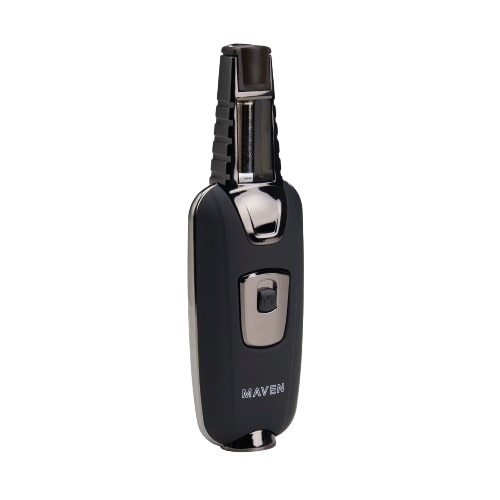 Maven Torch Armour in Black - Zinc Alloy Handheld Torch with Windproof Flame, Front View