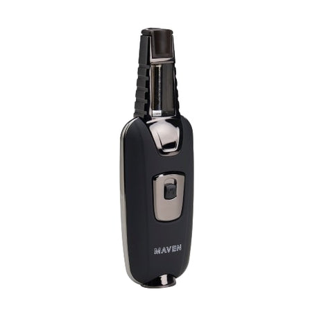 Maven Torch Armour in Black - Zinc Alloy Handheld Torch with Windproof Flame, Front View