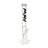 MAV Glass 18" Classic Straight Bong in Borosilicate with Clear Glass and Black Logo - Front View