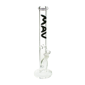 MAV Glass 18" Classic Straight Bong in Borosilicate with Clear Glass and Black Logo - Front View
