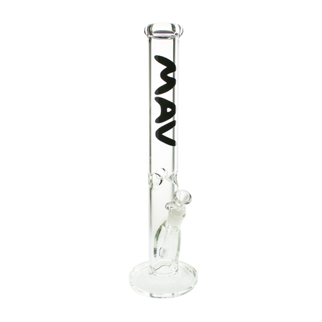 MAV Glass 18" Classic Straight Bong in Borosilicate with Clear Glass and Black Logo - Front View