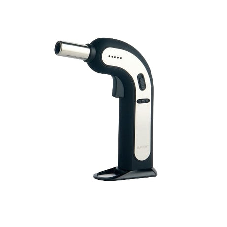 Maven Torch Viper 8" Dual-Tone Table Torch, Black and Chrome, with Windproof Jet Flame, Front View