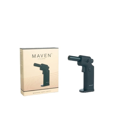 Maven Torch Cyclone 7" Windproof Jet Flame Dab Rig Torch with packaging, side view