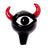 Human Grade Monster Eye Carb Cap in Black Red, sculpted borosilicate glass dab accessory