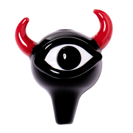 Human Grade Monster Eye Carb Cap in Black Red, sculpted borosilicate glass dab accessory