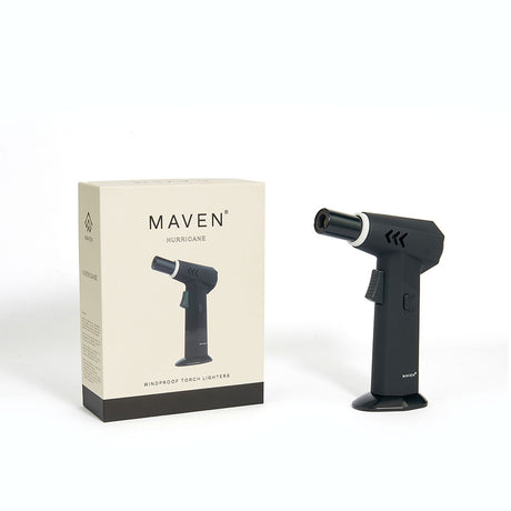 Maven Torch Hurricane Handheld Windproof Jet Flame, Black Variant, with Packaging