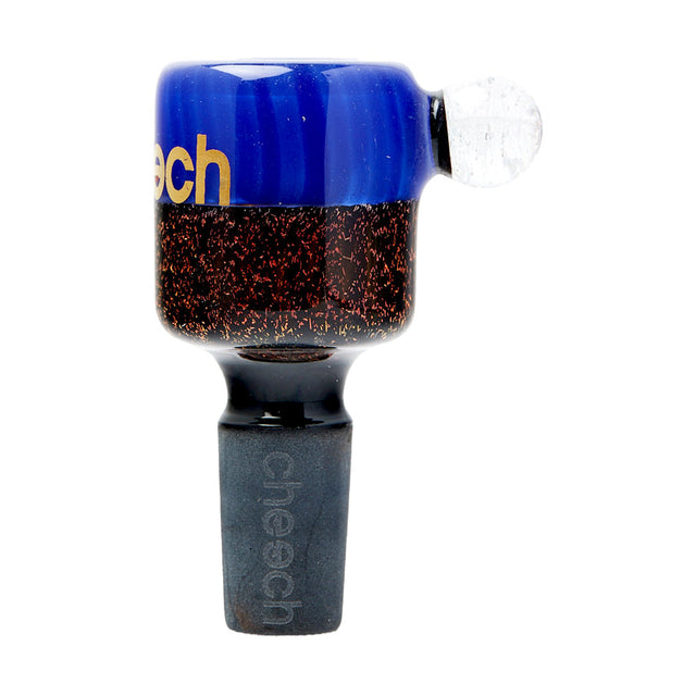 Cheech Glass 2" Galaxy Dichro Bowl Slide in Blue, 14mm - Front View on White Background