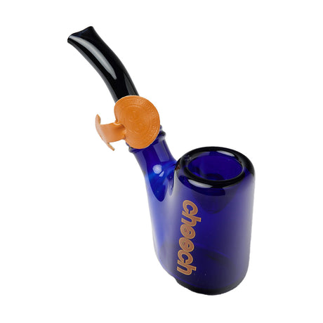 Cheech Glass 5" Blue Sherlock Hand Pipe with Colored Glass Design - Side View