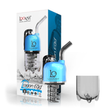 Lookah Dragon Egg Vaporizer in blue with packaging, front view, portable design for on-the-go use