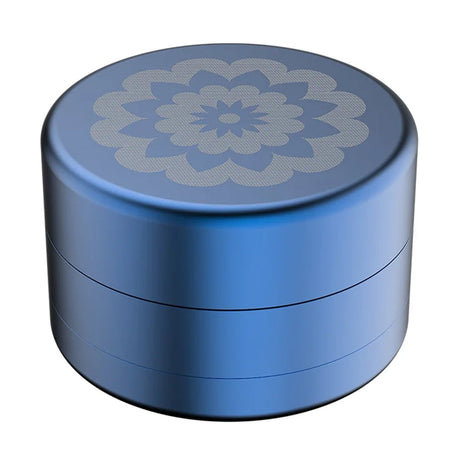 Flower Mill 2.5" Next Gen Standard Grinder in Blue - Top View with Floral Design