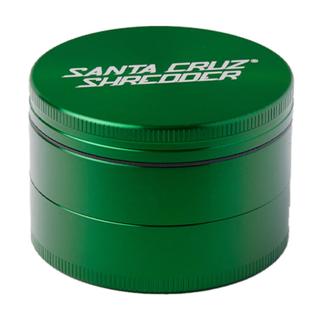 Santa Cruz Shredder Large 3-Piece Grinder in Green, Compact Aluminum Design, For Dry Herbs - Front View