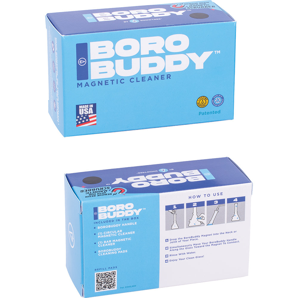 BoroBuddy Magnetic Cleaner by Snowtree in packaging, front and back view with usage instructions