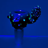 Empire Glassworks UV Cactus Bowl Piece for Bongs, 14mm, Glows under UV Light - Front View