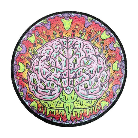 East Coasters 10" Brain-themed Dab Mat, vibrant and psychedelic design, top view