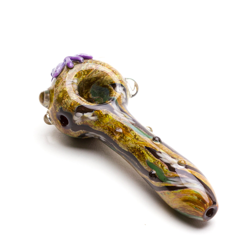 Empire Glassworks Butterfly Mini Spoon Pipe with intricate colored glass design, top view