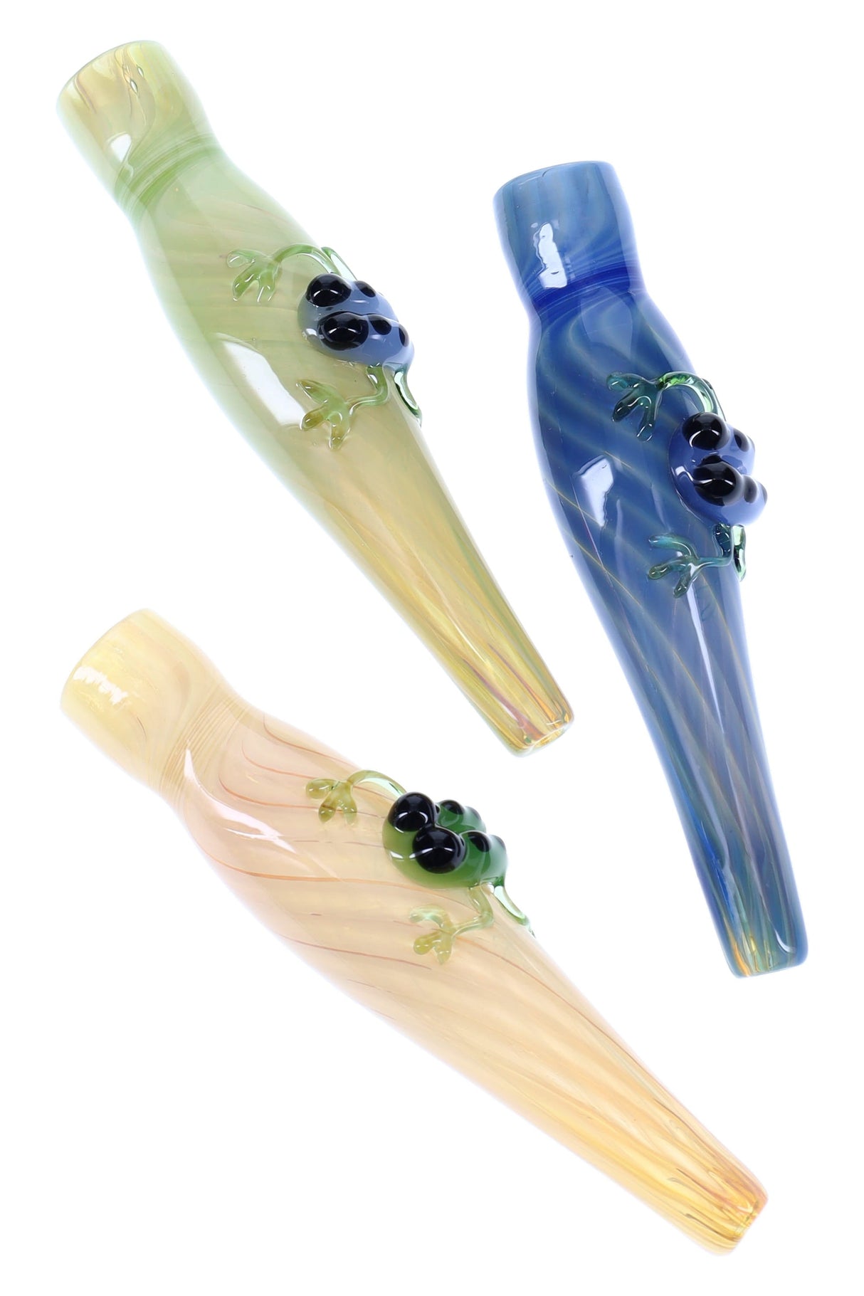 Silver Fumed Frog Glass Chillum “Tree Frog” – 4″ – Assorted Colors