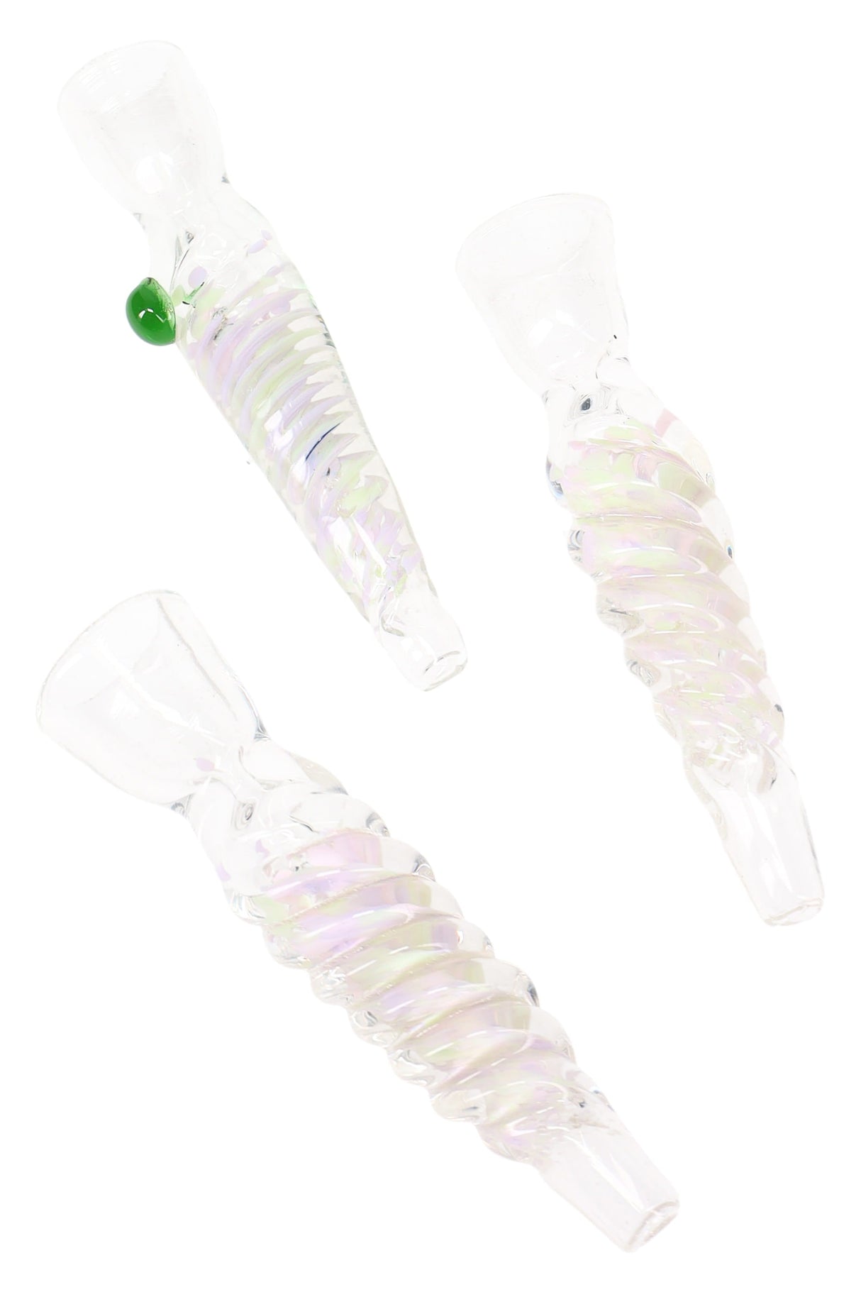 3.5″ Clear Twisted Frit Glass Chillum