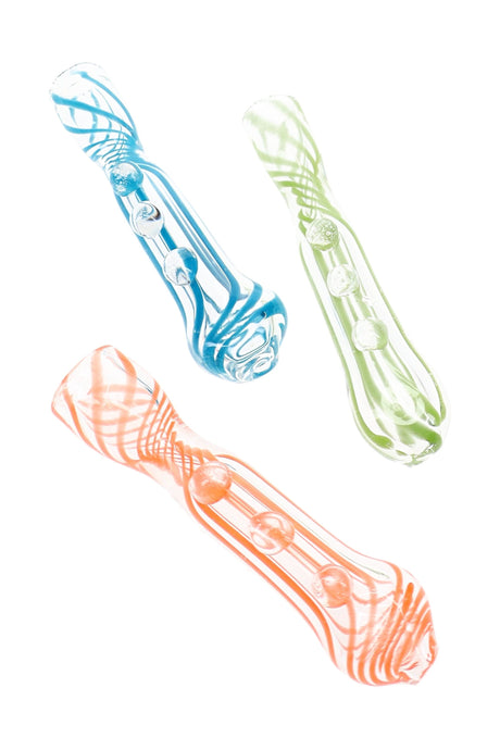 Clear Swirl Striped Glass Chillum Ribbon Runner 3 inch alternate view