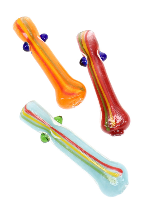 Rasta Stripe Frit Glass Chillum Reggae Rocket 3 inch alternate view