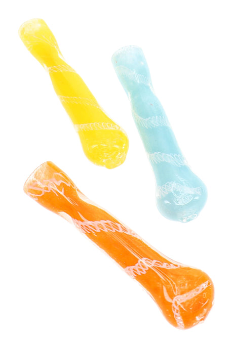 Colorful Frit Striped Glass Chillum Rainbow Rail 3 inch alternate view