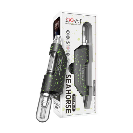 Lookah Seahorse Pro Plus Vaporizer in box, angled view, with versatile dab pen design
