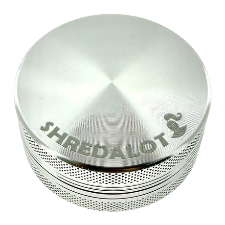 Sir Shredalot 2-Part Grinder, top view on white background, featuring fine-toothed grinding surface