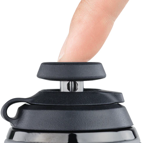 Puffco Proxy Joystick Cap in Black, Borosilicate Glass and Silicone, Close-up Side View