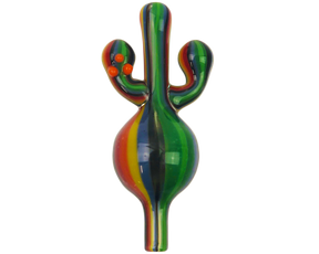 AFM Cactus Bubble Carb Cap with rainbow stripes, front view on seamless white background