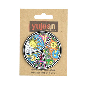 Dan Morris Peace Symbol Enamel Pin - Colorful 2" Design on Card