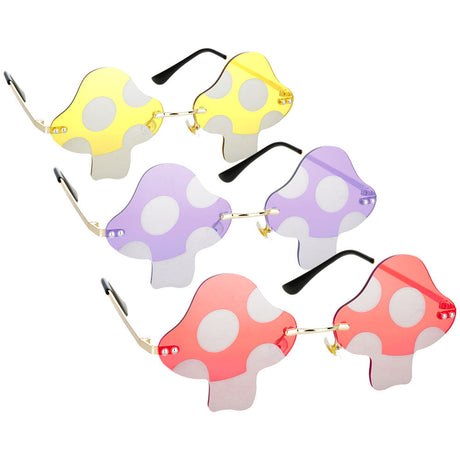 10PC SET - Fungi Spectacles in Assorted Colors, Front View, Mushroom Family Sunglasses
