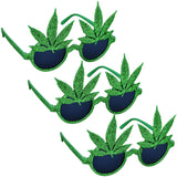 10PC Set of 420 Hemp Leaf Shaped Sunglasses by 420 Science, Front View on White Background