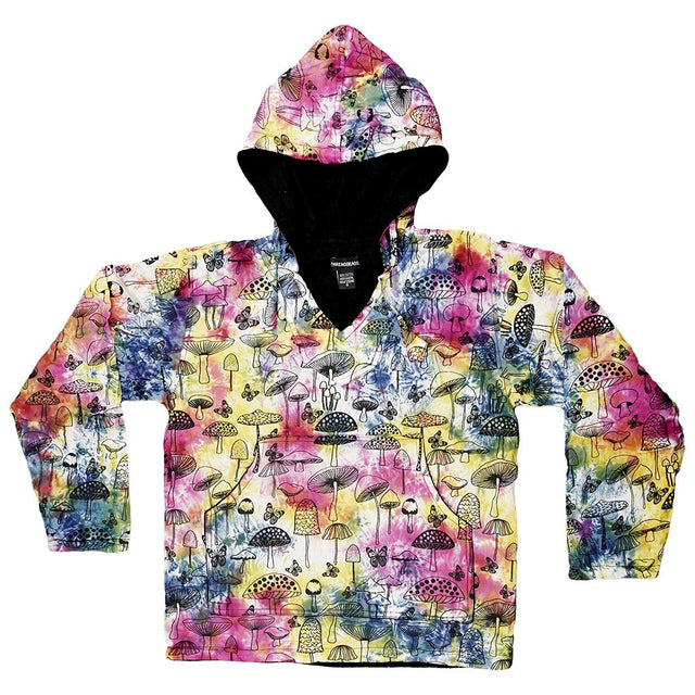 ThreadHeads Mushroom Tie Dye Hoodie with Fleece Lining - Front View on White Background