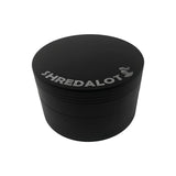 Sir Shredalot 4-part Grinder in Matte Black, 100mm, Top View on White Background