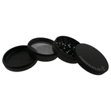 Sir Shredalot 4-part Grinder 100mm in black, open view showing all compartments