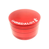 Sir Shredalot 4-part Grinder in Red, 100mm, Top View on White Background