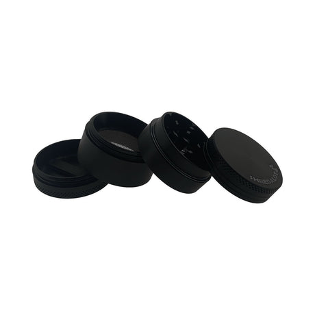 Sir Shredalot 4-Part Grinder 40mm in Black - Disassembled View Showing All Parts