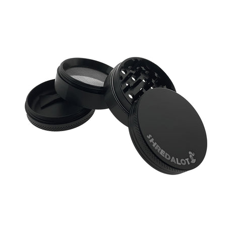 Sir Shredalot 4-Part Grinder 50mm in Black with Fine Mesh Screen - Isolated View