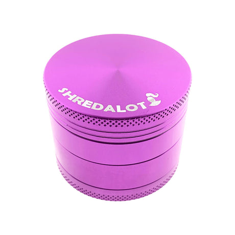 Sir Shredalot 4-part Grinder in vibrant purple, 50mm, front view on seamless white background