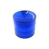 Sir Shredalot 50mm 4-part Grinder with Carved Lid in Blue, Isolated on White Background