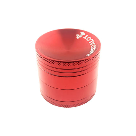 Sir Shredalot 4-part Grinder in Red with Carved Lid, 50mm, Isolated on White Background