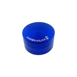 Sir Shredalot 3-Part 50mm Grinder in Blue - Top View with Fine Teeth for Easy Grinding