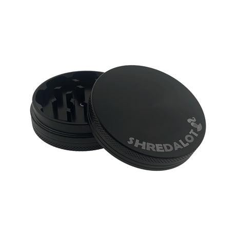 Sir Shredalot 63mm 2-part Grinder in Black - Top View with Open Compartment