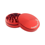 Sir Shredalot 2-part Grinder 63mm in red with textured grip and logo, open view