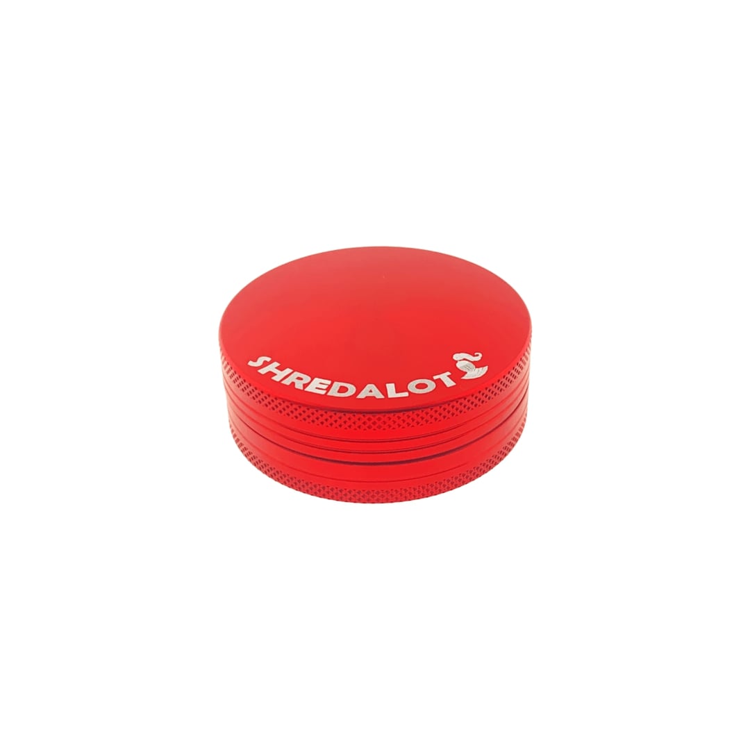 Sir Shredalot 2-Part Grinder 63mm in Red - Top View with Precision Teeth