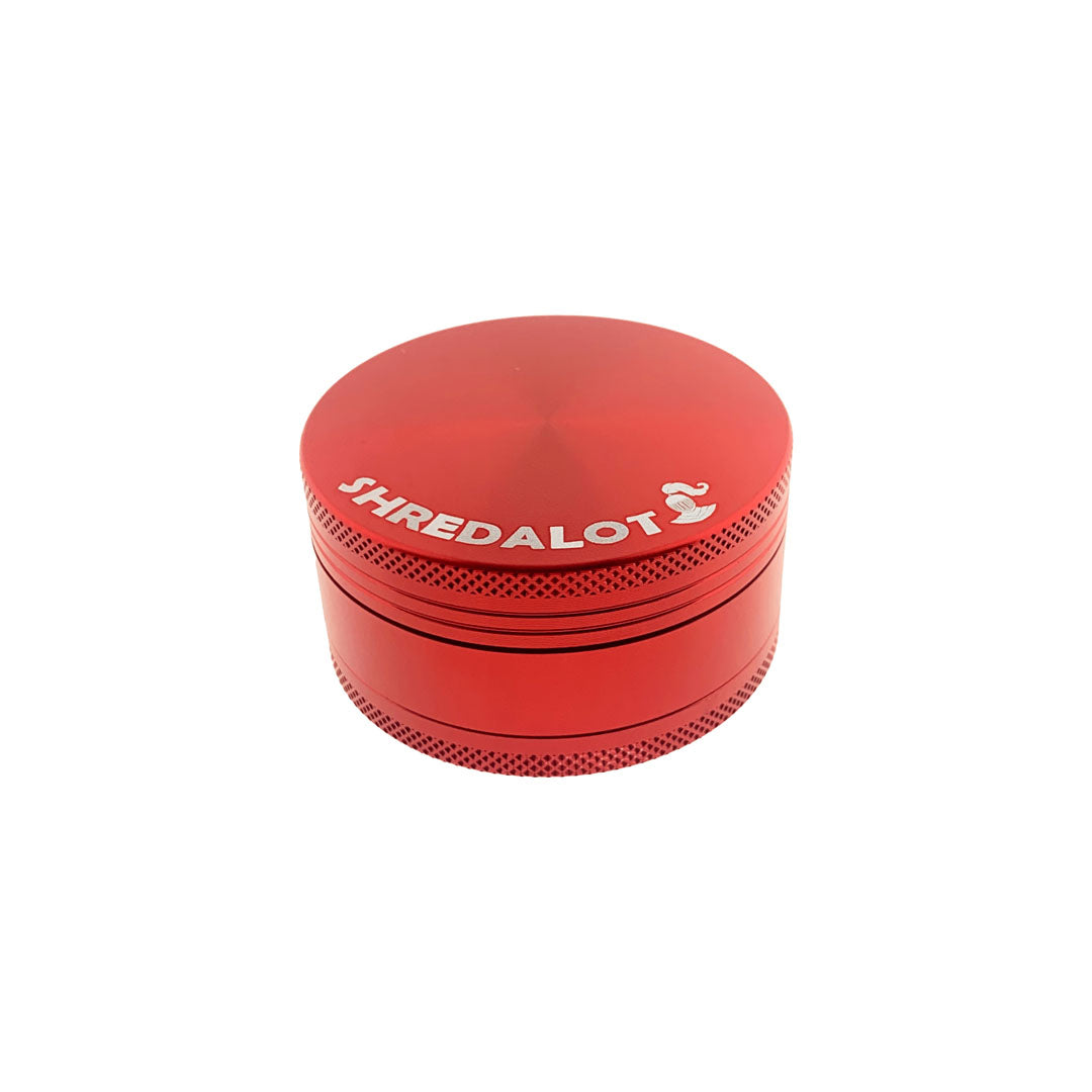 Sir Shredalot 3-Part Grinder 63mm in Red - Front View on Seamless White Background