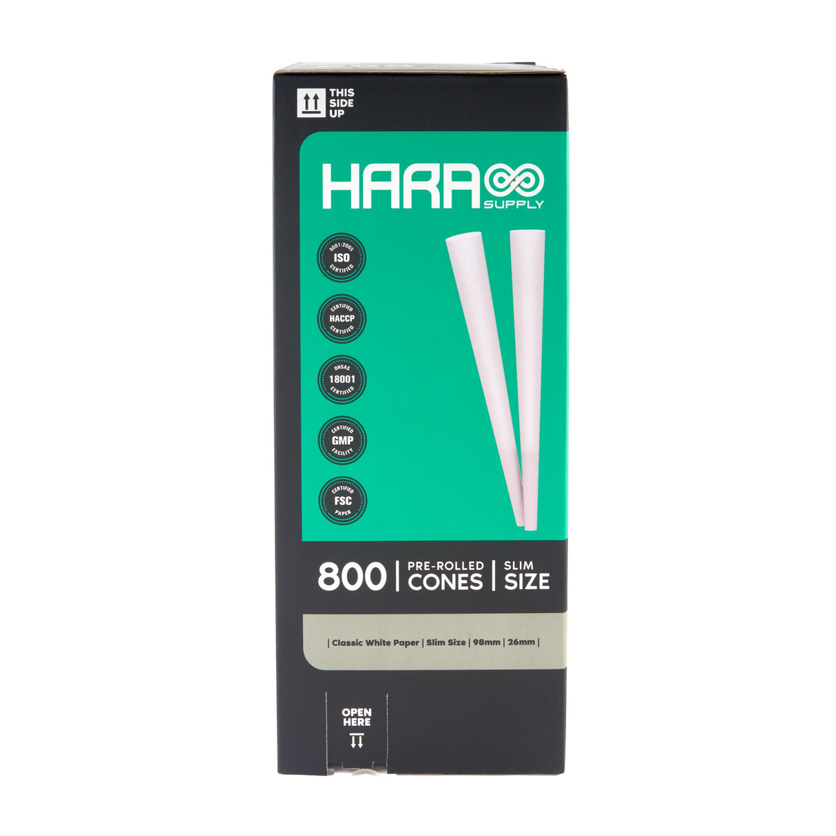 Hara Supply Paper Cones - 98mm - 800pc - Slim Size - White