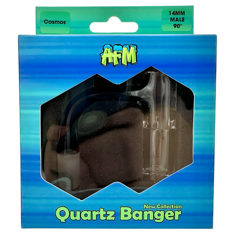 AFM Cosmos Quartz Dab Banger Set in packaging, 14MM Male 90° angle, front view