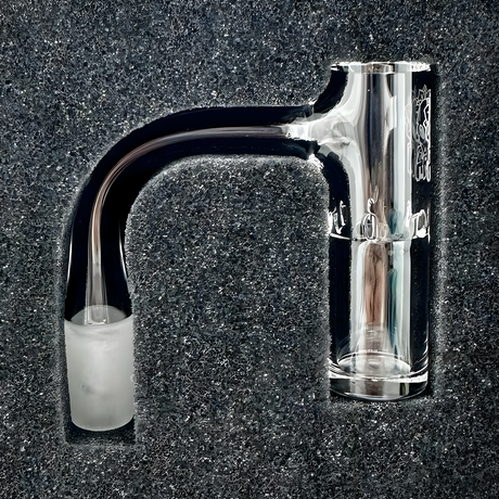 AFM Cosmos Quartz Dab Banger Set on granite background, clear with black accents, side view